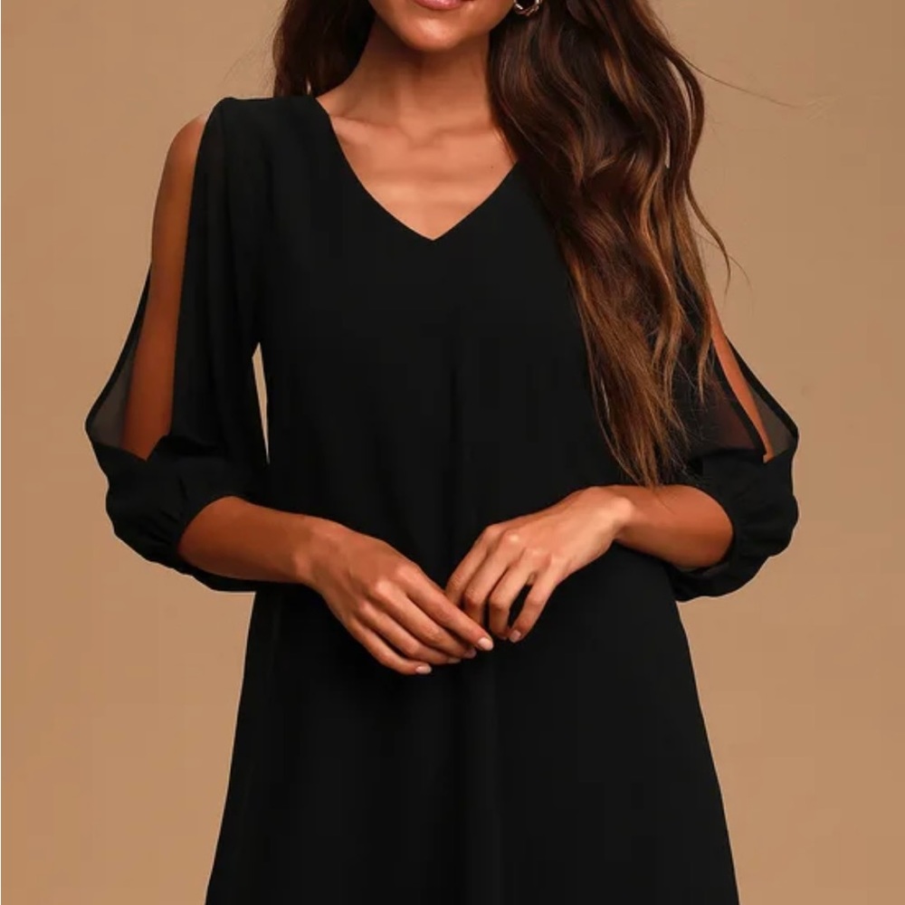 Lulus Shifting Dears Black Long Sleeve Dress Size XL NWT